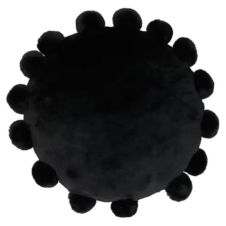 Pillows>Kirklands Home Faux Fur Round Pom Pom Throw Pillow Black