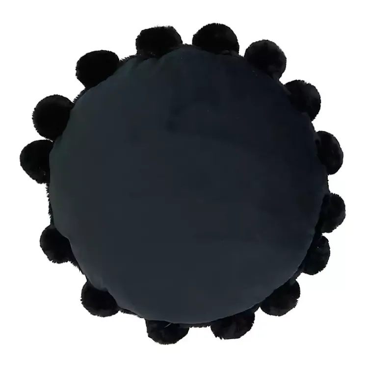 Pillows>Kirklands Home Faux Fur Round Pom Pom Throw Pillow Black