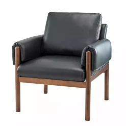 Kirklands Home Faux Leather and Wood Accent Chair Black Hot
