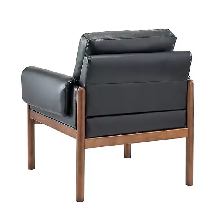 Kirklands Home Faux Leather and Wood Accent Chair Black Hot