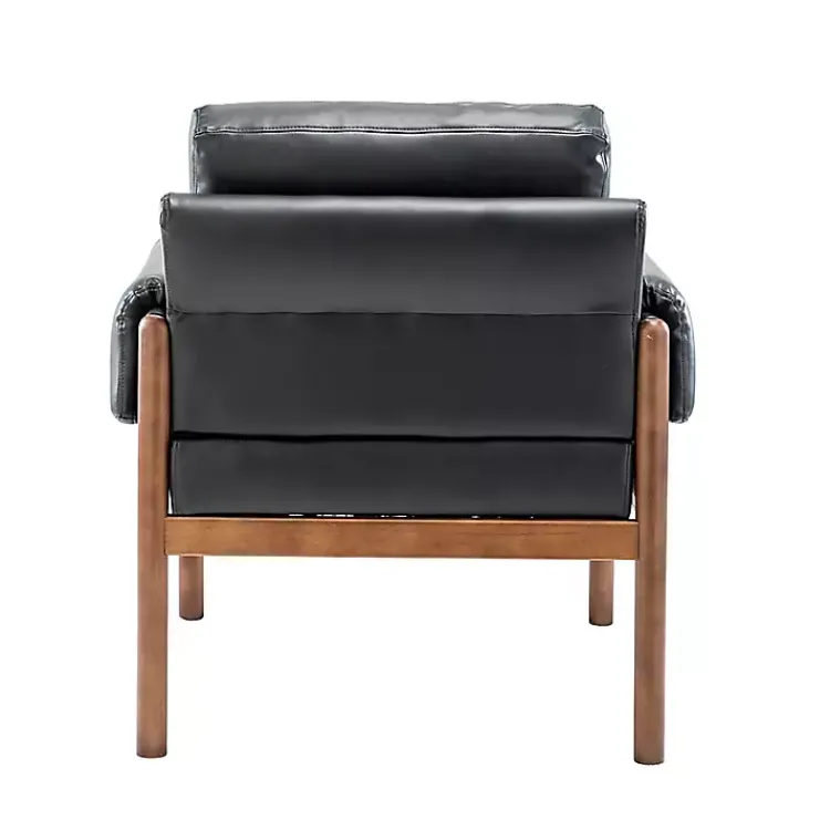 Kirklands Home Faux Leather and Wood Accent Chair Black Hot