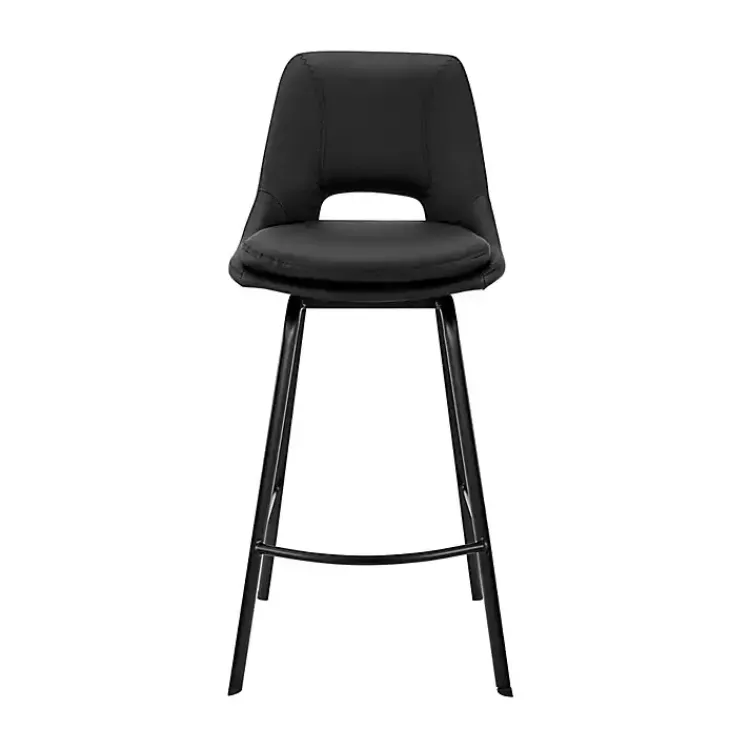 Kirklands Home Faux Leather Carise Swivel Bar Stool Black