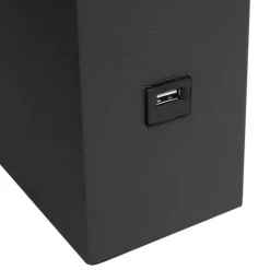 Kirklands Home Faux Leather Charging Table Lamp Black Outlet