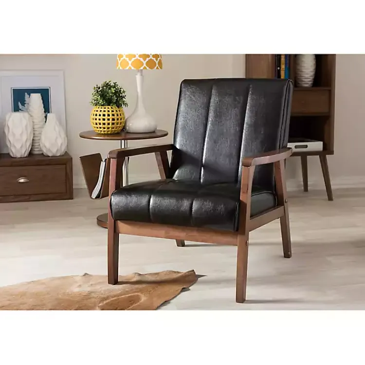 Kirklands Home Faux Leather Kegan Accent Chair Black Outlet