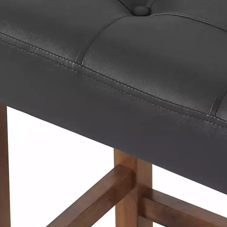 Kirklands Home Black Faux Leather Madison Walnut Stool Bar Outlet