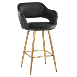 Kirklands Home Faux Leather Marge Counter Stools, Set of 2 Black New