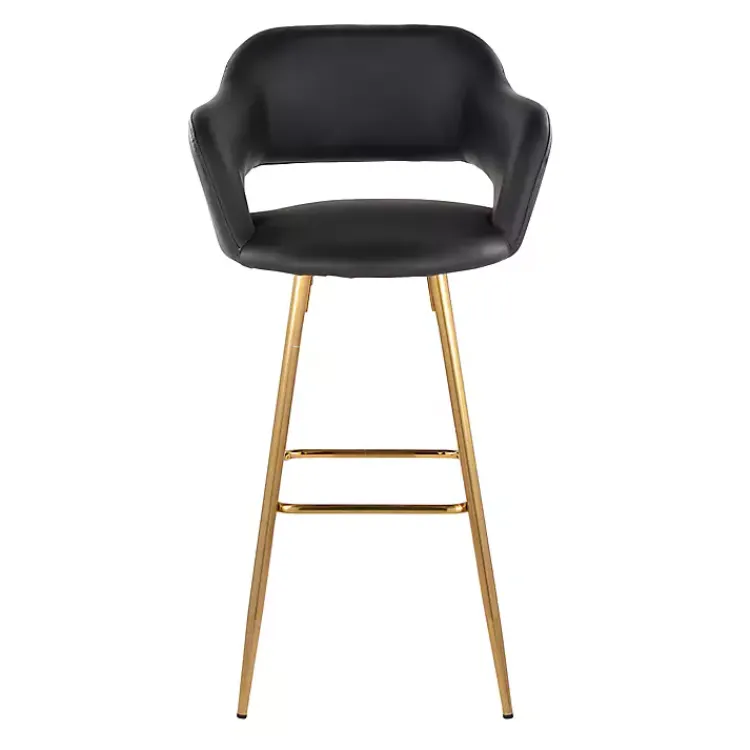Kirklands Home Faux Leather Marge Bar Stools, Set of 2 Black Outlet