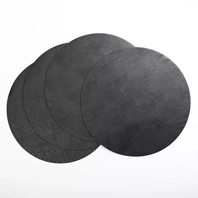 Kirklands Home Faux Leather Placemats, Set of 4 Black Outlet