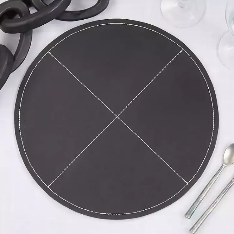 Kirklands Home Faux Leather Placemats, Set of 4 Black Online