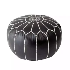 Poufs & Floor Cushions>Kirklands Home Faux Leather Pouf Black