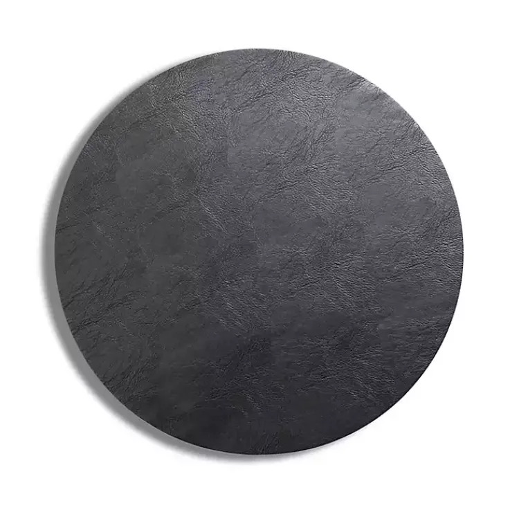 Kirklands Home Faux Leather Round Placemat Black Outlet