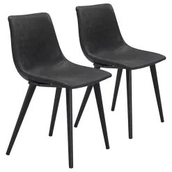 Kirklands Home Faux Leather Scoop Dining Chairs, Set of 2 Black New