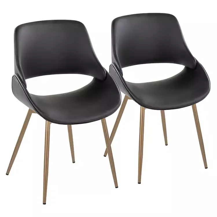 Kirklands Home Faux Leather Scooped Accent Chairs, Set of 2 Black Online