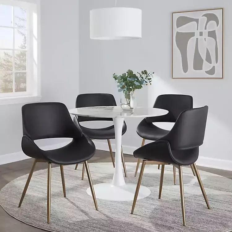 Kirklands Home Faux Leather Scooped Accent Chairs, Set of 2 Black Online
