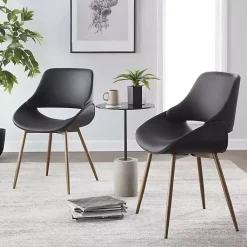 Kirklands Home Faux Leather Scooped Accent Chairs, Set of 2 Black Online