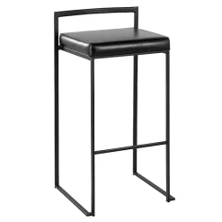 Kirklands Home Faux Leather Stackable Bar Stools, Set of 2 Black Online