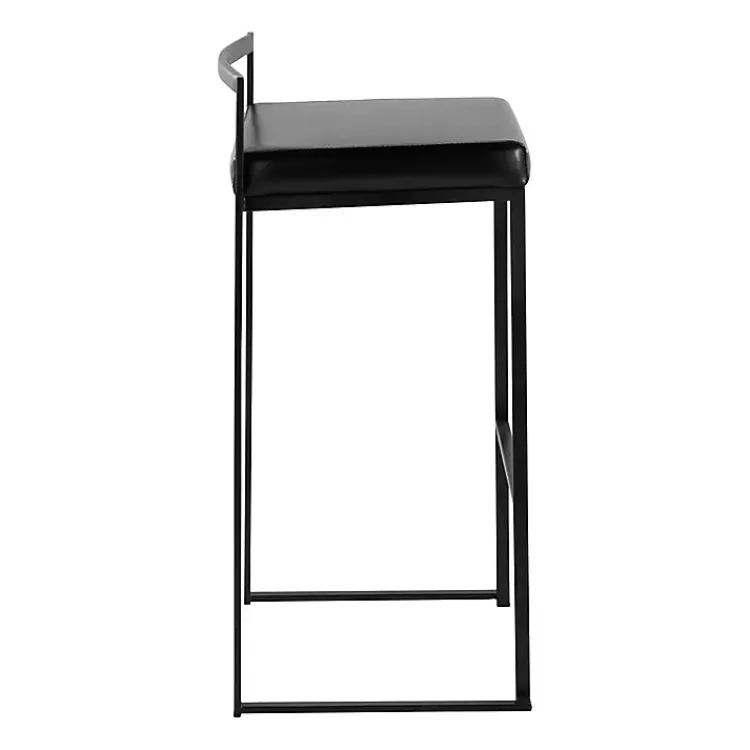 Kirklands Home Faux Leather Stackable Bar Stools, Set of 2 Black Online