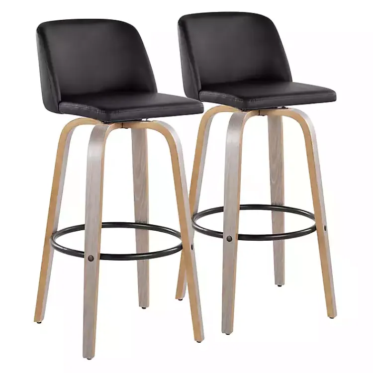 Kirklands Home Faux Leather Torino Bar Stools, Set of 2 Black Hot