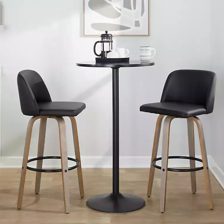 Kirklands Home Faux Leather Torino Bar Stools, Set of 2 Black Hot