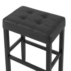 Kirklands Home Faux Leather Tufted Madison Bar Stool Black Hot