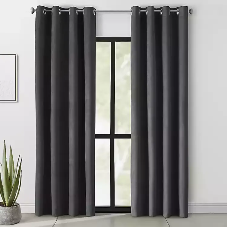 Kirklands Home Faux Suede out Curtain Panel, 108 in. Black Best