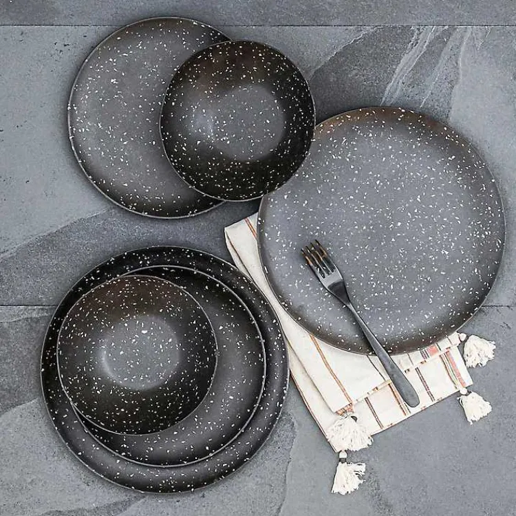 Kirklands Home Faye Melamine Dinner Plates, Set of 6 Black Best