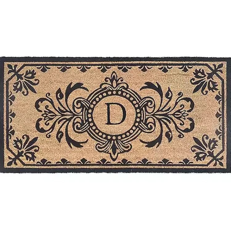 Kirklands Home Black Fleur De Lis Monogram D Doormat Hot