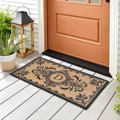 Kirklands Home Black Fleur De Lis Monogram D Doormat Hot