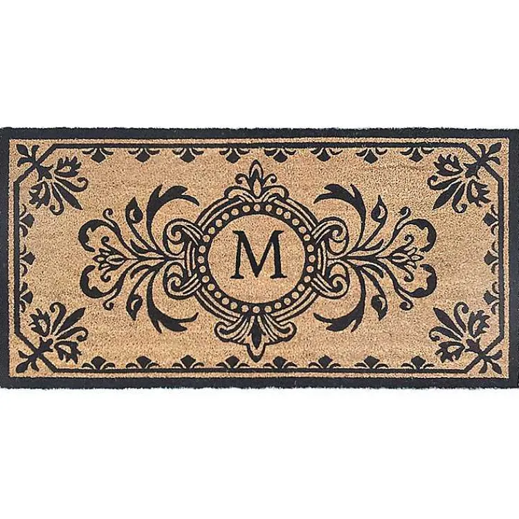 Kirklands Home Black Fleur De Lis Monogram M Doormat Discount