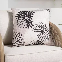 Kirklands Home Floral Chevron Outdoor Throw Pillow Black Outlet