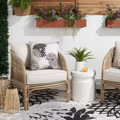 Kirklands Home Floral Chevron Outdoor Throw Pillow Black Outlet
