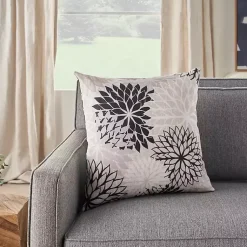 Kirklands Home Floral Chevron Outdoor Throw Pillow Black Outlet