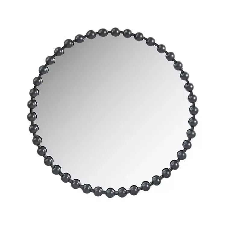 Kirklands Home Black Foiled Beaded Wall Mirror, 36 in. Outlet