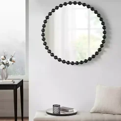 Kirklands Home Black Foiled Beaded Wall Mirror, 36 in. Outlet