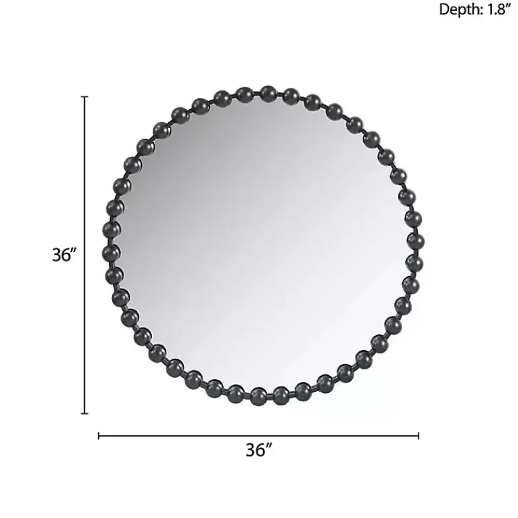 Kirklands Home Black Foiled Beaded Wall Mirror, 36 in. Outlet