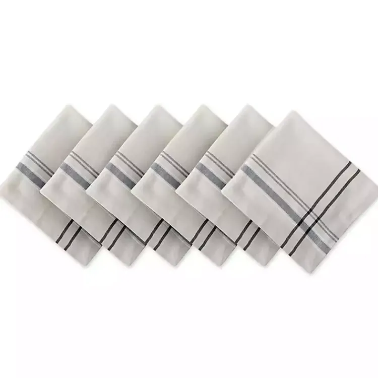 Kirklands Home French Stripe Napkins, Set of 6 Black Clearance
