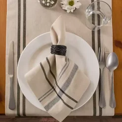 Kirklands Home French Stripe Napkins, Set of 6 Black Clearance
