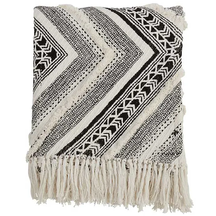 Blankets & Throws>Kirklands Home Black Geometric Diamond Throw