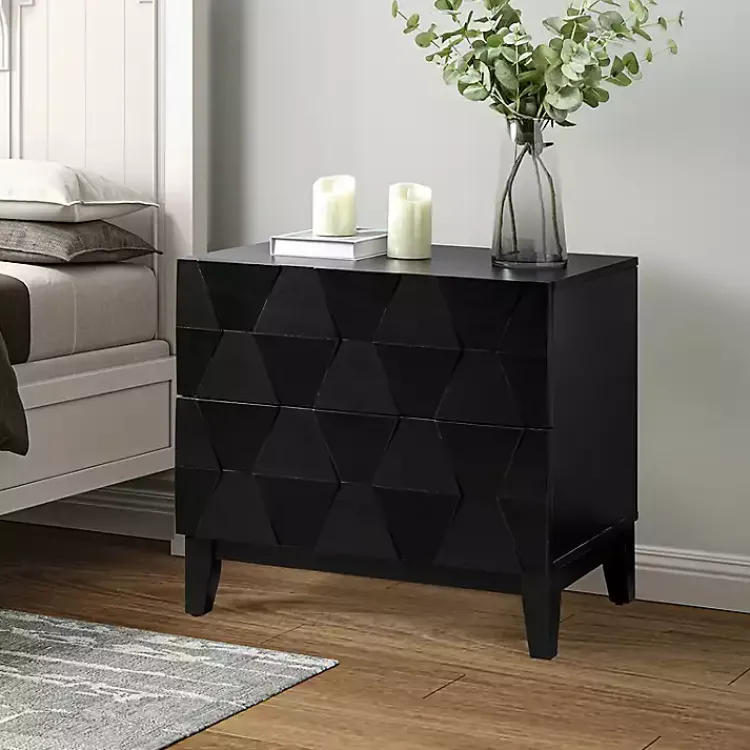 Kirklands Home Geometric 2-Drawer Charging Nightstand Black Outlet