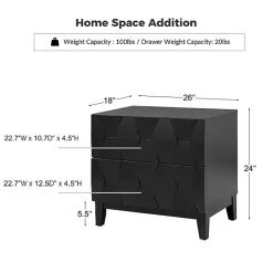 Kirklands Home Geometric 2-Drawer Charging Nightstand Black Outlet