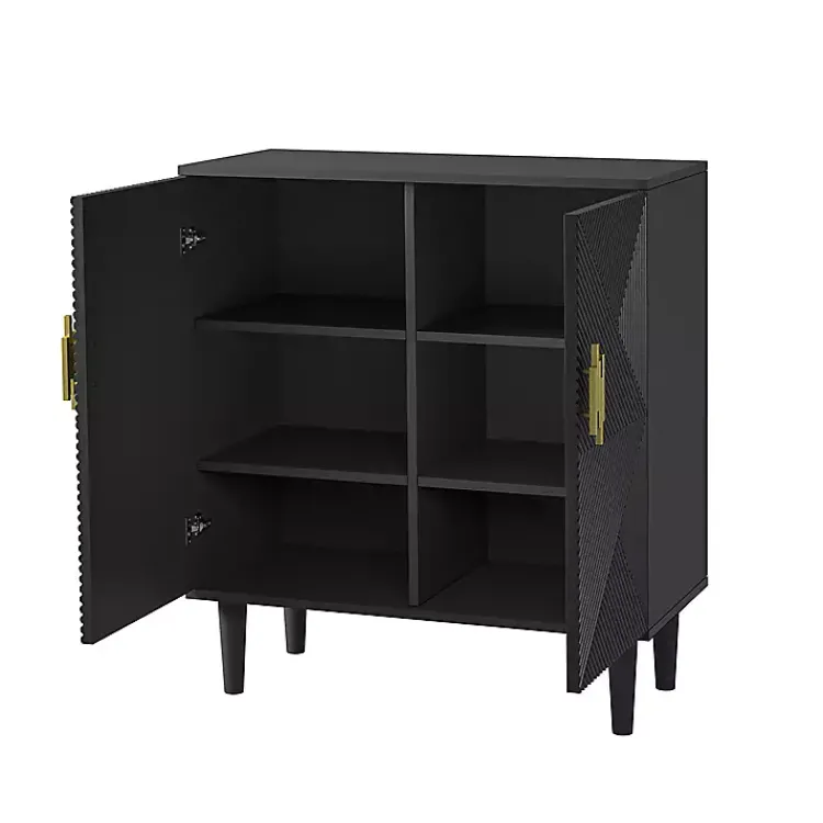 Kirklands Home Geometric Gold Handle Cabinet Black Hot