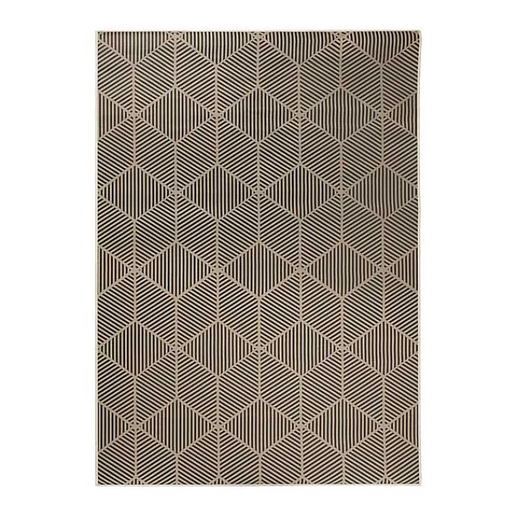 Kirklands Home Black Geometric Washable Area Rug, 5x7 Clearance