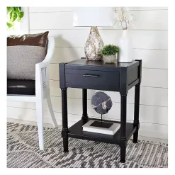 Kirklands Home Geometrical Industrial Pull Accent Table Black Sale