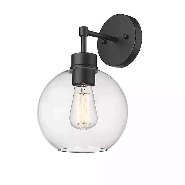 Kirklands Home Glass Orb Outdoor Sconce Light Black Hot