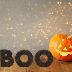 Halloween>Kirklands Home Glitter Boo Tabletop Blocks, Set of 3 Black