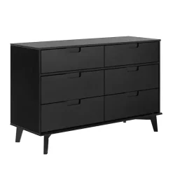 Kirklands Home Grooved Handle 6-Drawer Dresser Black