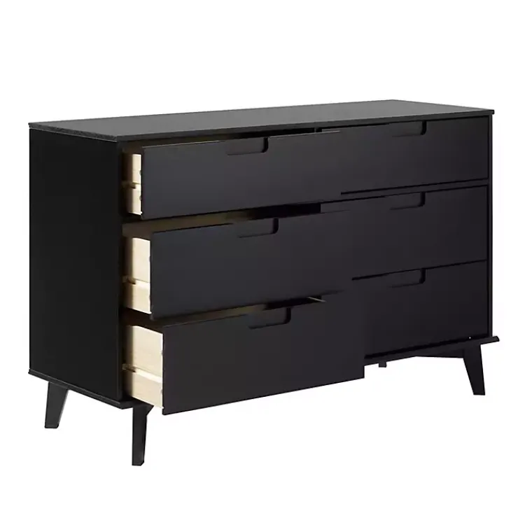 Kirklands Home Grooved Handle 6-Drawer Dresser Black