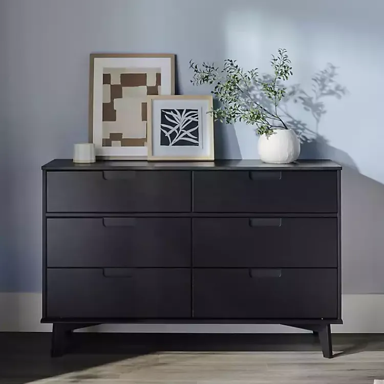 Kirklands Home Grooved Handle 6-Drawer Dresser Black