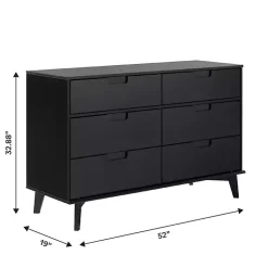 Kirklands Home Grooved Handle 6-Drawer Dresser Black