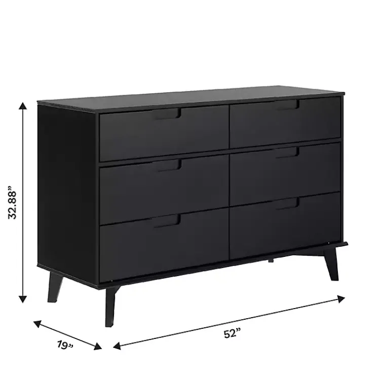 Kirklands Home Grooved Handle 6-Drawer Dresser Black